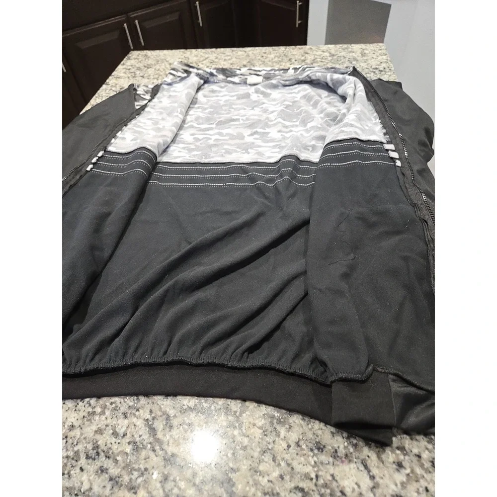 Mens Adidas Essentials Camo Tricot Full Zip Jacket Black Gray White Chest 48
